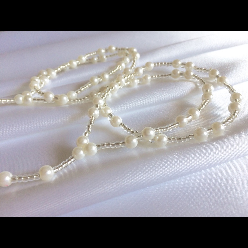 Stretch Pearl Anklets & Ring Set. Foot Bracelets. - Picture 5 of 6